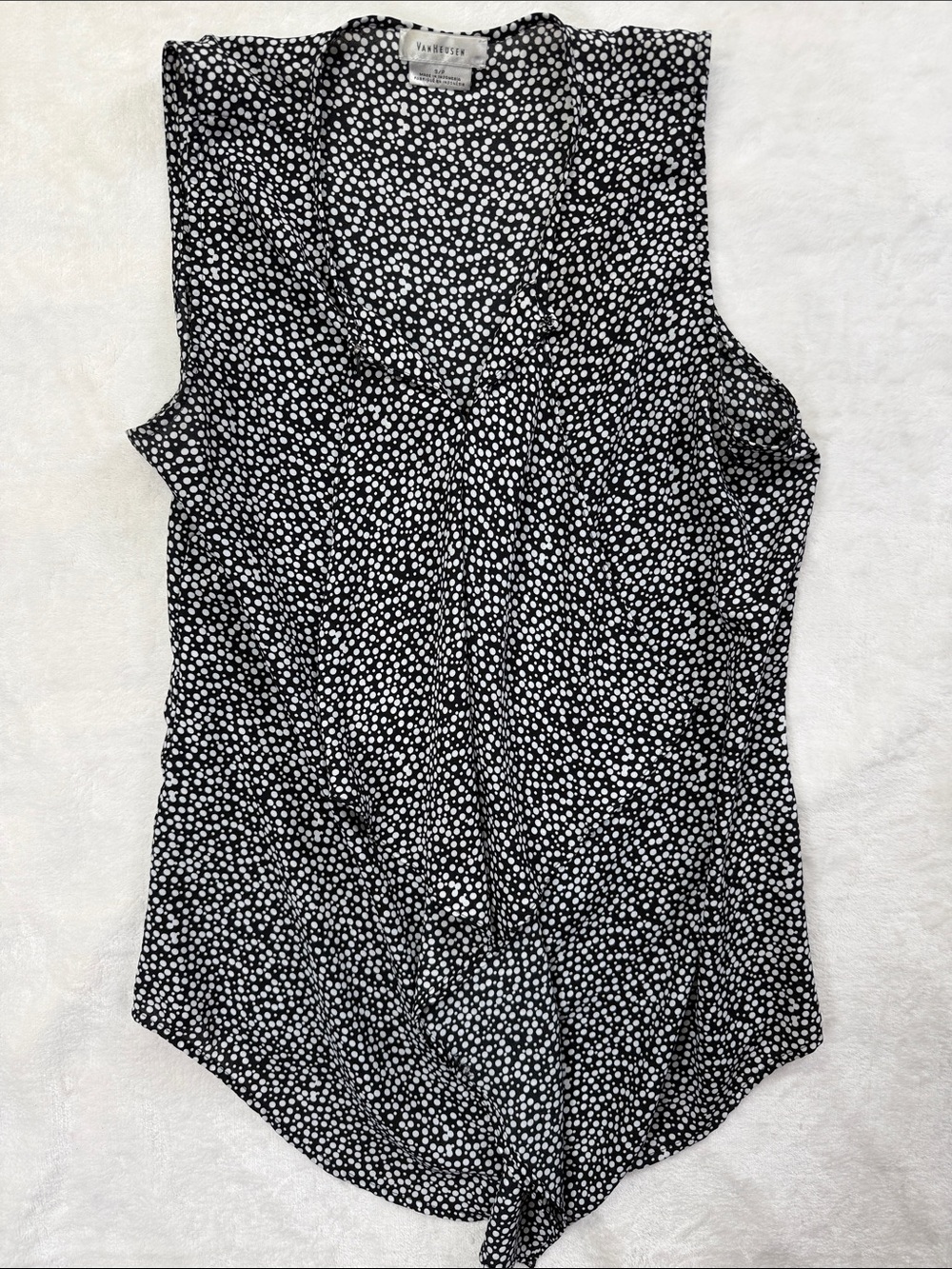 Van Heusen Women’s Black and White Polka Dot Sleeveless Blouse